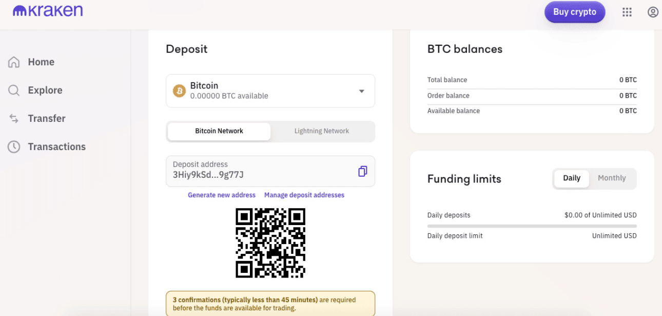 Buying Bitcoin on Kraken.