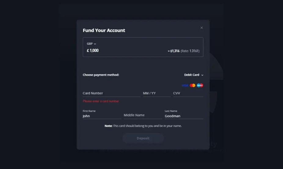 depositing GBP on etoro